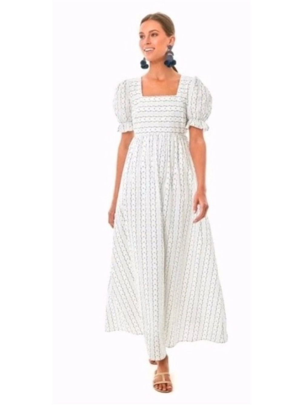 Tuckernuck Pomander Place Pippa Floral Square Neck Puff Sleeve Dress Size XS - Picture 2 of 9